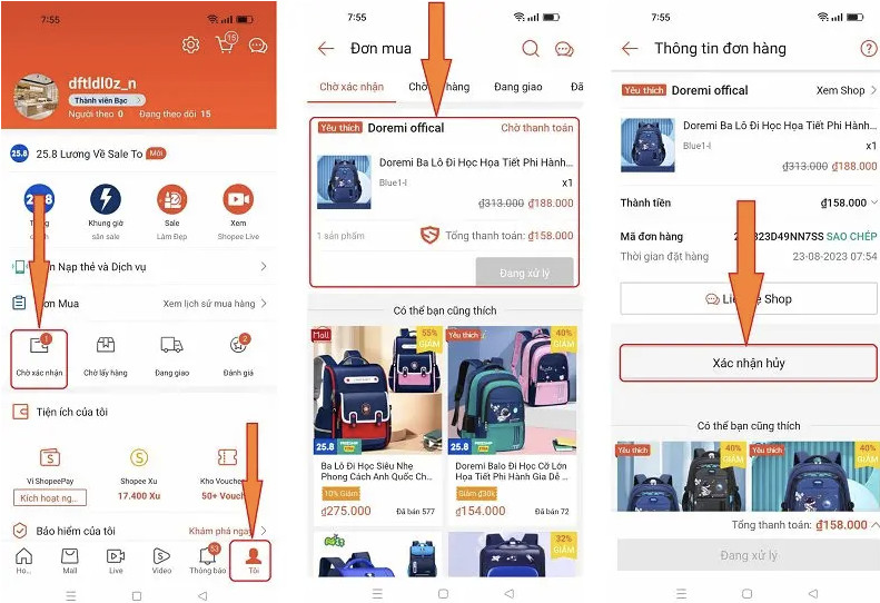 Cách hủy đơn hàng trên Shopee khi đang chờ xác nhận